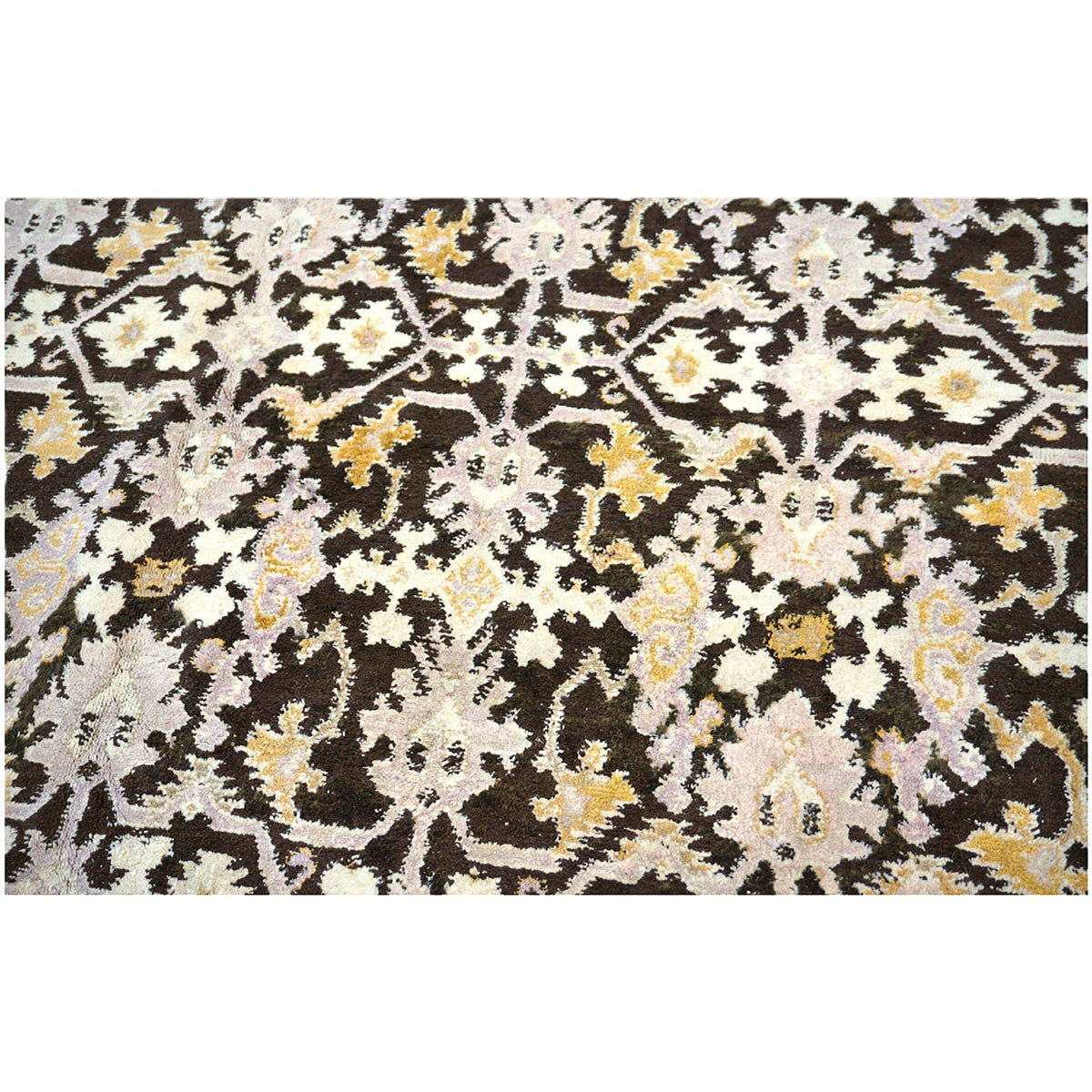 Antique Indian Agra Wool 12x14 Brown & Ivory Handmade Area Rug #1143833