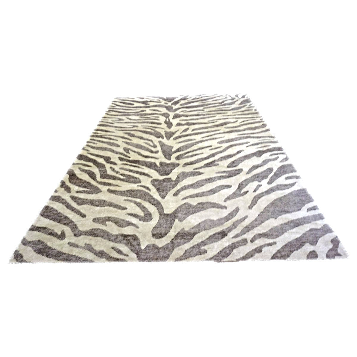 Nepalese Modern Wool & Silk 10X14 Gray & Brown Zebra Print Handmade Area Rug #1143856
