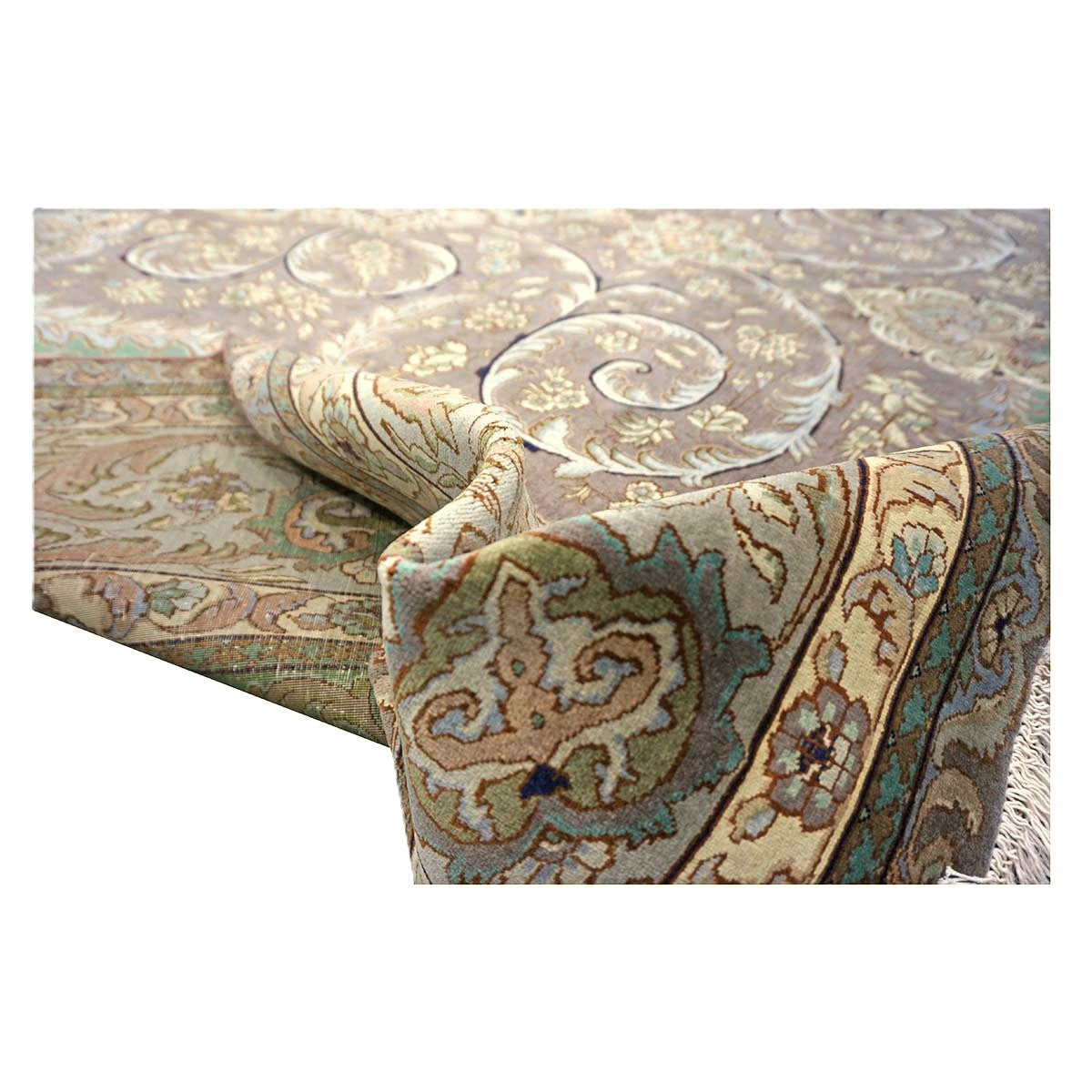 Antique Persian Tabriz Wool 10X12 Green, Brown, & Taupe Handmade Area Rug #1143872