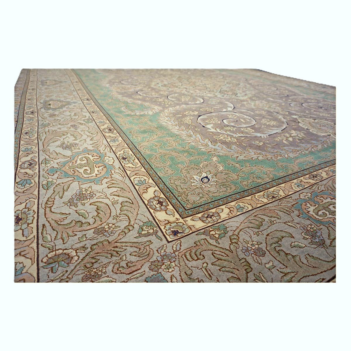 Antique Persian Tabriz Wool 10X12 Green, Brown, & Taupe Handmade Area Rug #1143872
