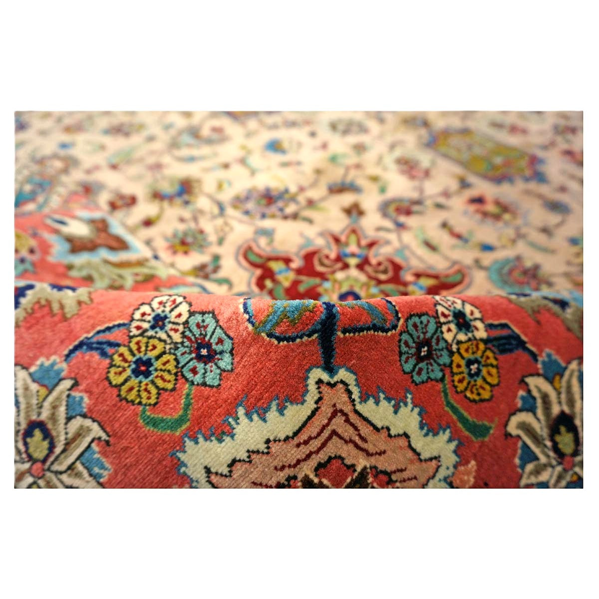 Antique Persian Tabriz Wool 10x12 Red, Green, & Ivory Handmade Area Rug #1143880