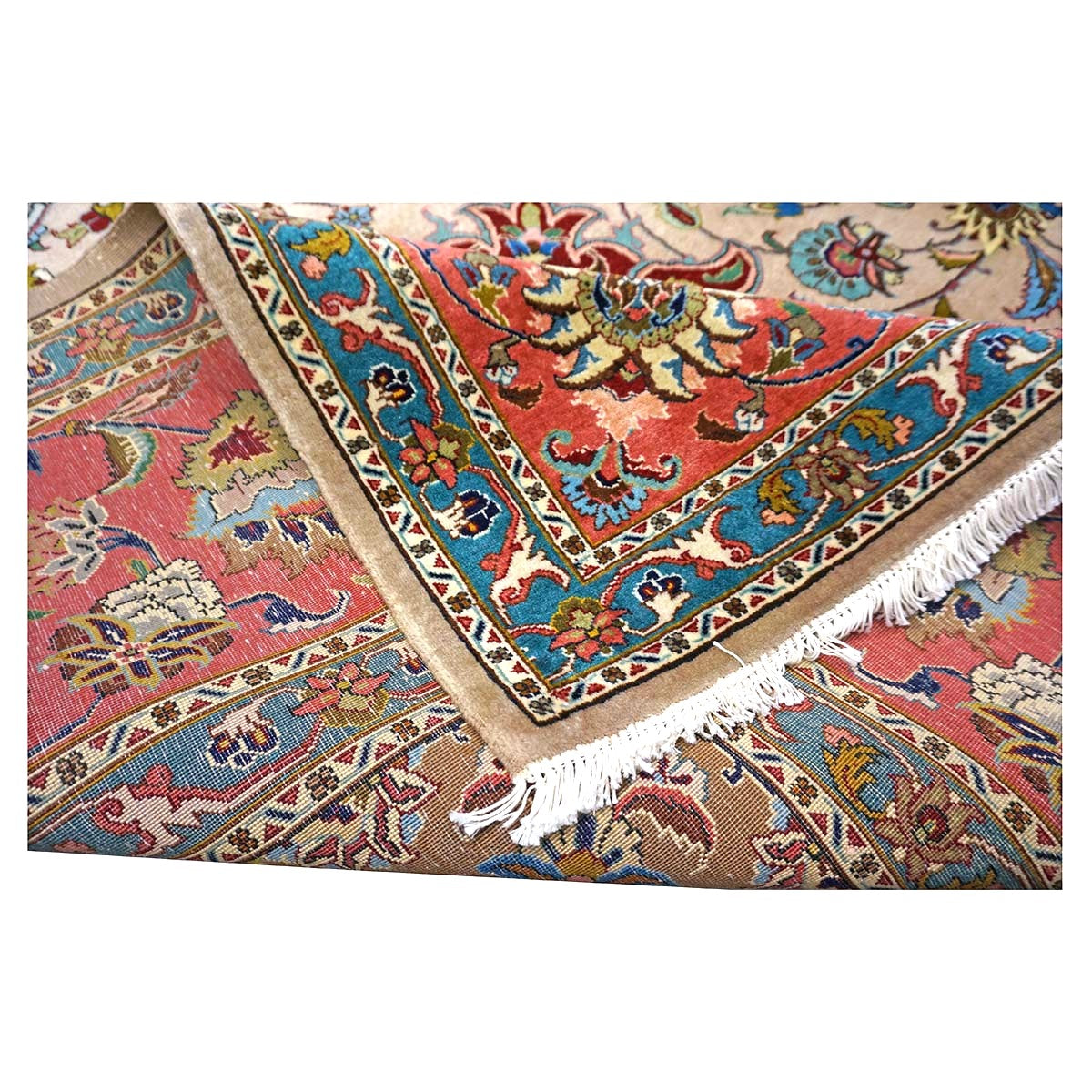 Antique Persian Tabriz Wool 10x12 Red, Green, & Ivory Handmade Area Rug #1143880