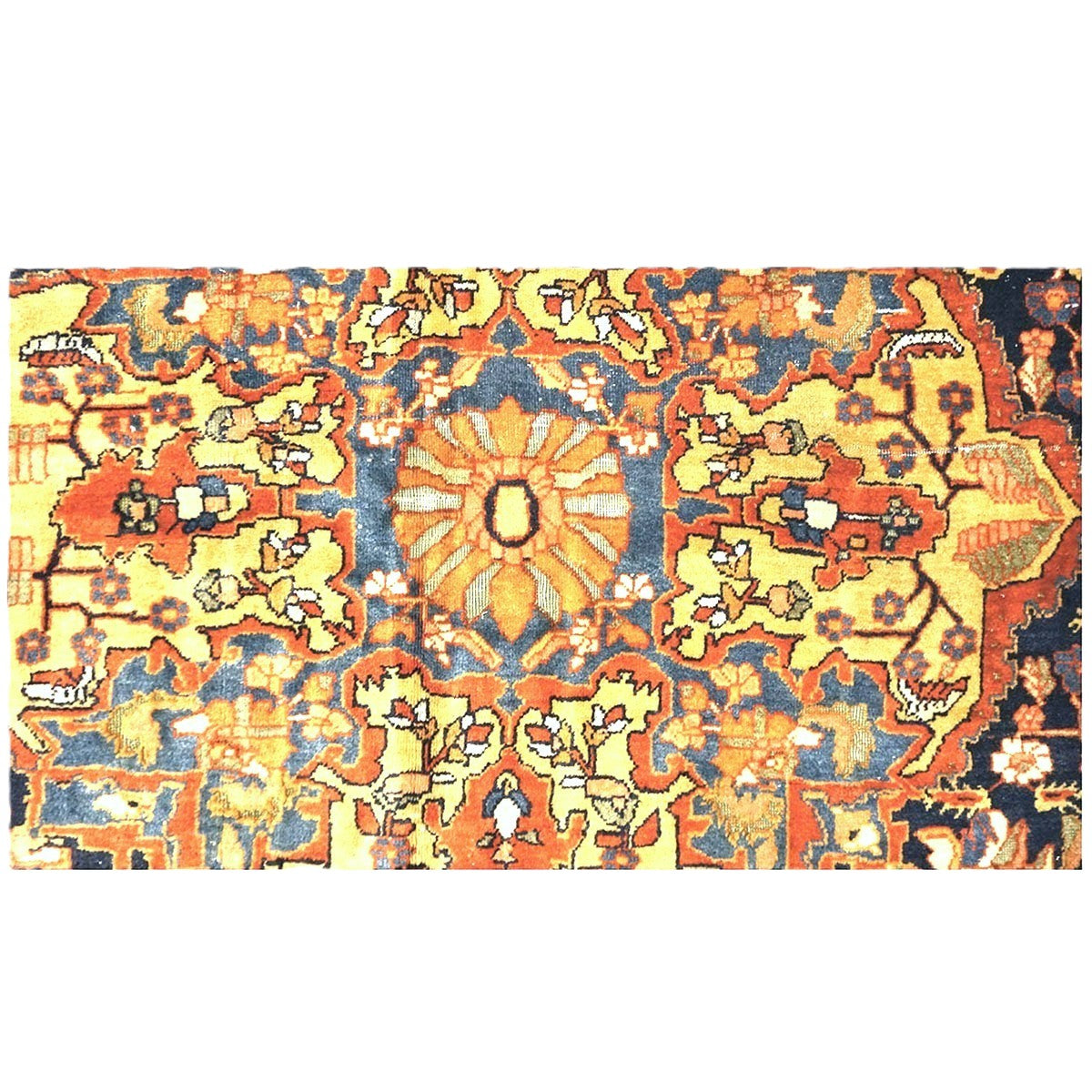 Antique Persian Farahan Wool 16X26 Rust, Ivory & Blue Handmade Oversized Area Rug #1143921