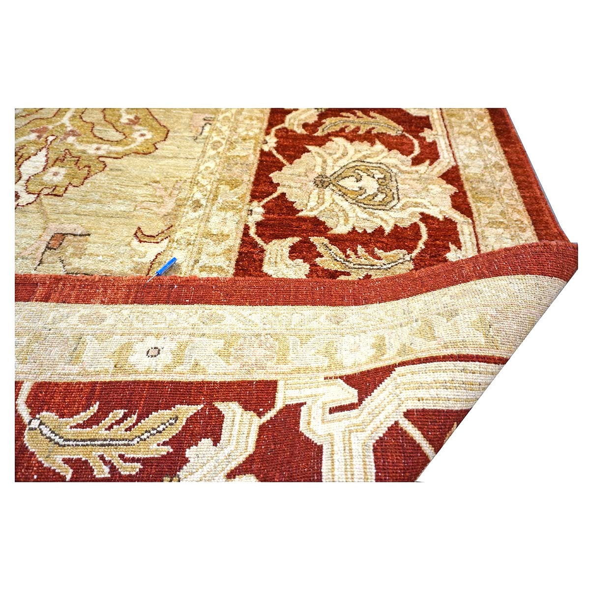 Vintage Afghan Sultanabad Wool 11x23 Ivory, Tan & Red Handmade Gallery Rug #1143949
