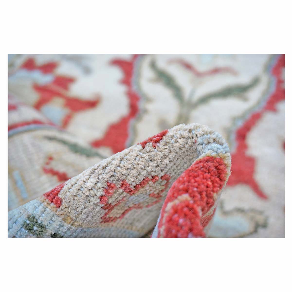 Afghan Sultanabad Masters Wool 3x10 Tan, Ivory, Red & Light Blue Handmade Area Rug #1144044