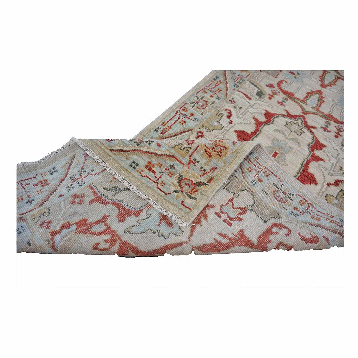 Afghan Sultanabad Masters Wool 3x10 Tan, Ivory, Red & Light Blue Handmade Area Rug #1144044