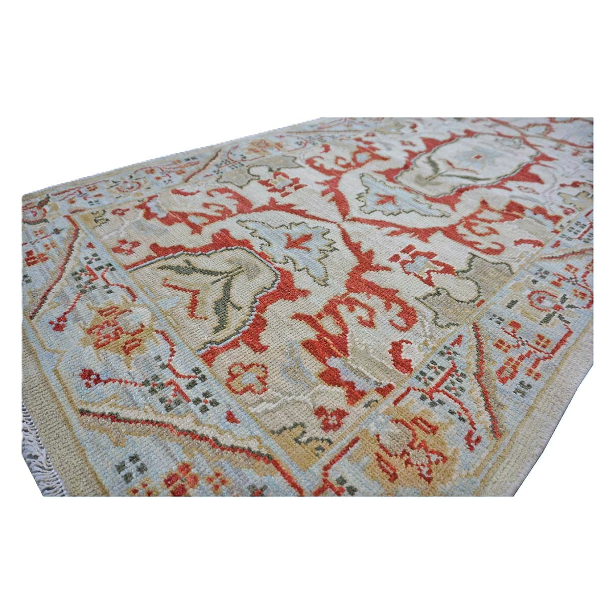 Afghan Sultanabad Masters Wool 3x10 Tan, Ivory, Red & Light Blue Handmade Area Rug #1144044