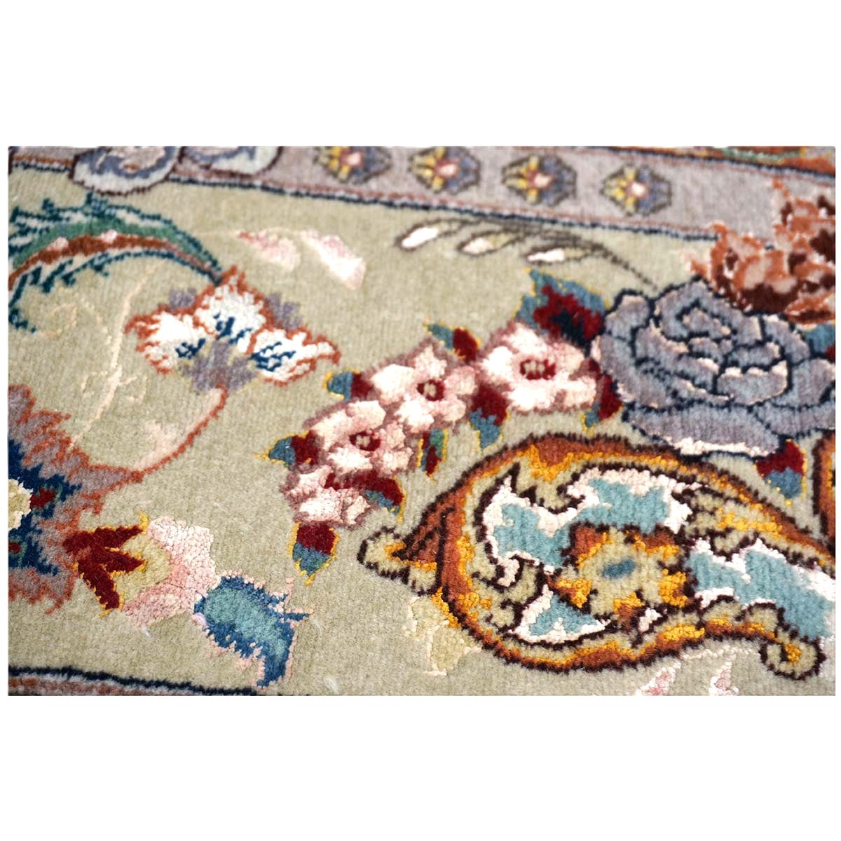 Vintage Persian Tabriz Wool & Silk 6x9 Mauve & Green Handmade Area Rug #1144055