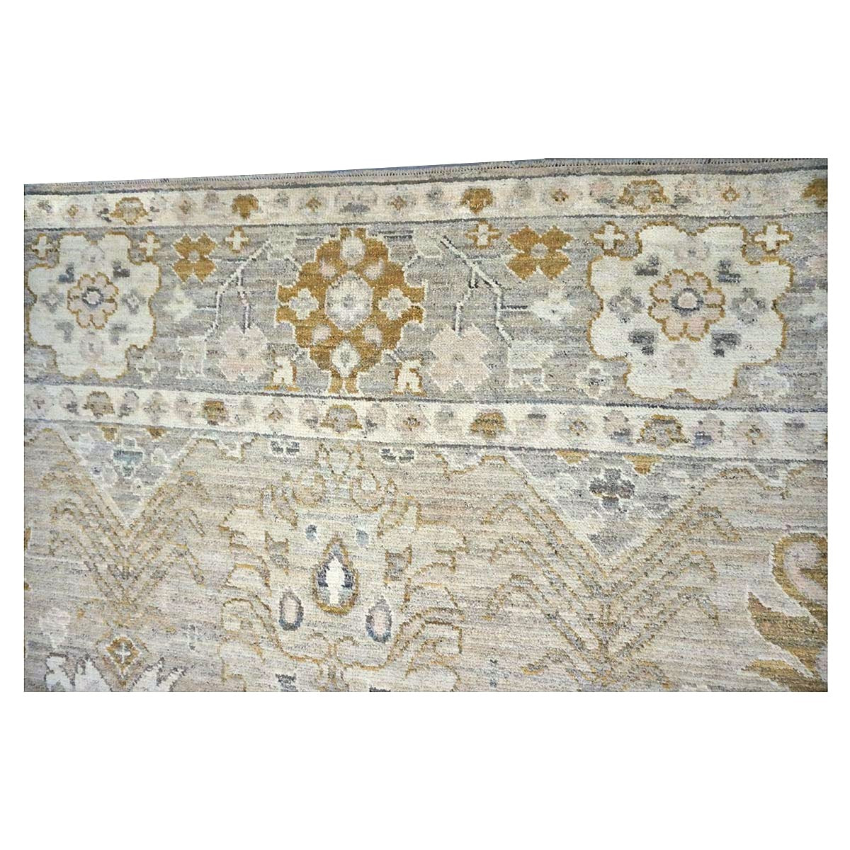 21st Century Turkish Oushak Wool 10x14 Beige, Ivory, & Gold Handmade Area Rug #1144072