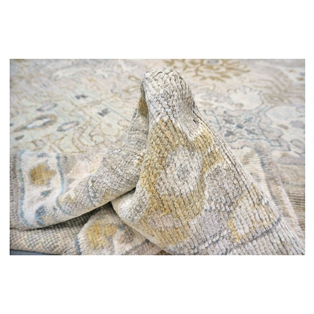 21st Century Turkish Oushak Wool 10x14 Beige, Ivory, & Gold Handmade Area Rug #1144072