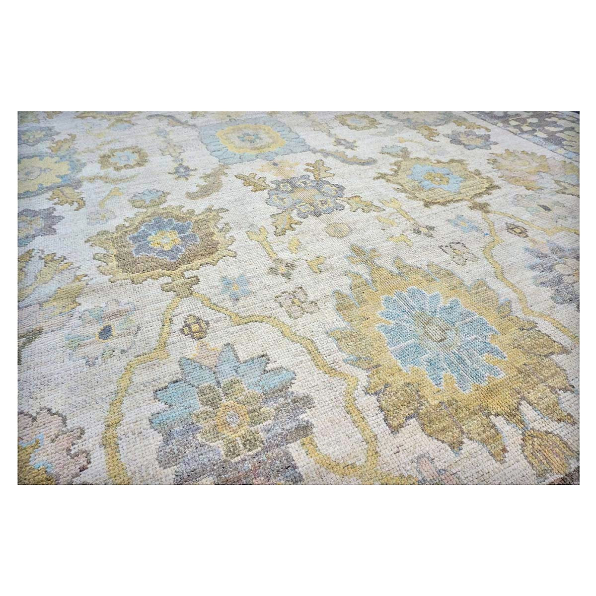 21st Century Turkish Oushak Wool 11X14 Ash Brown, Buff & Khaki Handmade Area Rug #1144080