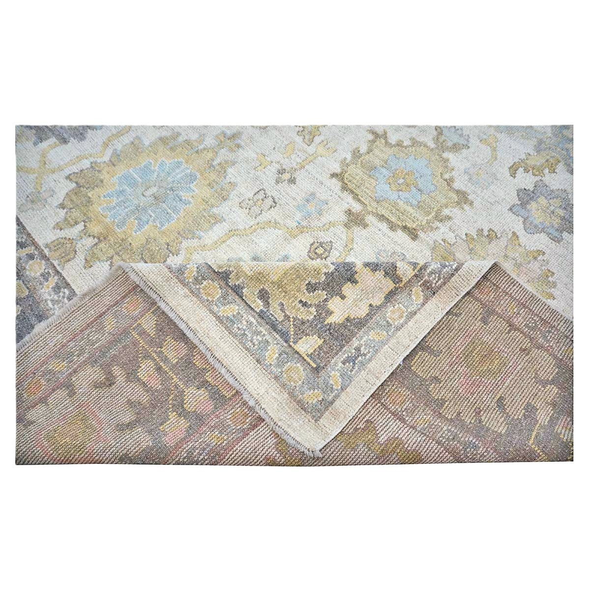 21st Century Turkish Oushak Wool 11X14 Ash Brown, Buff & Khaki Handmade Area Rug #1144080