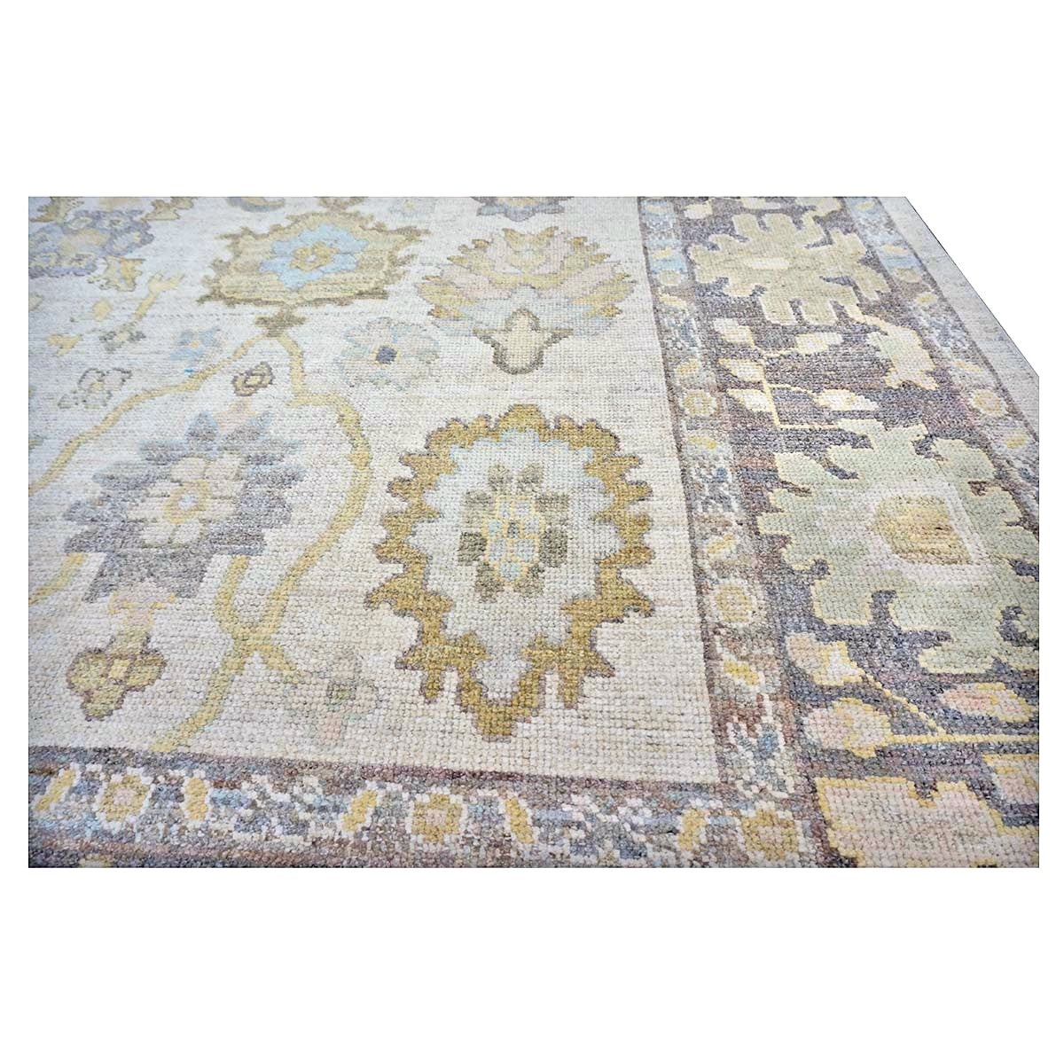 21st Century Turkish Oushak Wool 11X14 Ash Brown, Buff & Khaki Handmade Area Rug #1144080