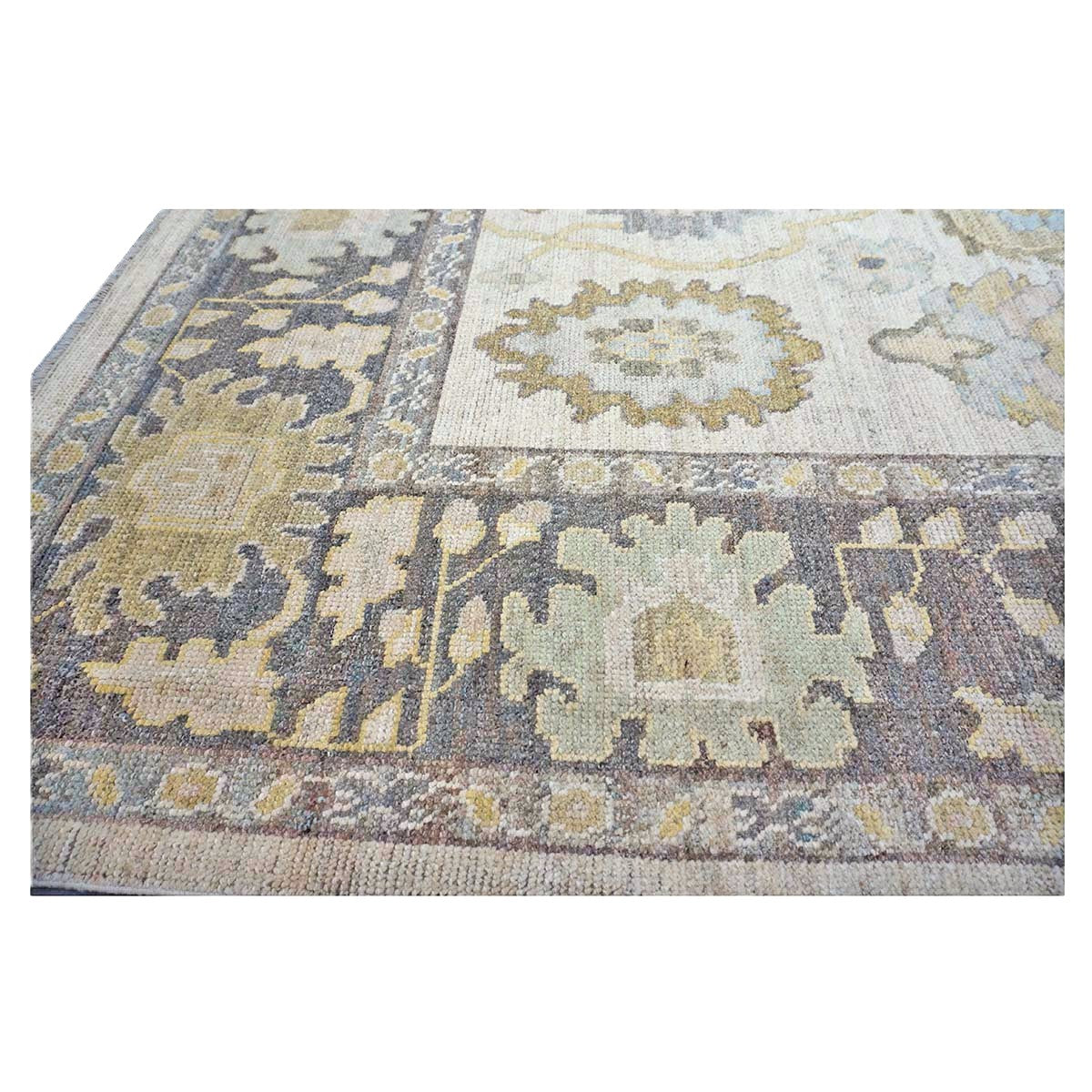 21st Century Turkish Oushak Wool 11X14 Ash Brown, Buff & Khaki Handmade Area Rug #1144080