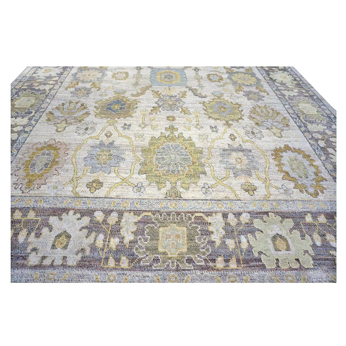 21st Century Turkish Oushak Wool 11X14 Ash Brown, Buff & Khaki Handmade Area Rug #1144080