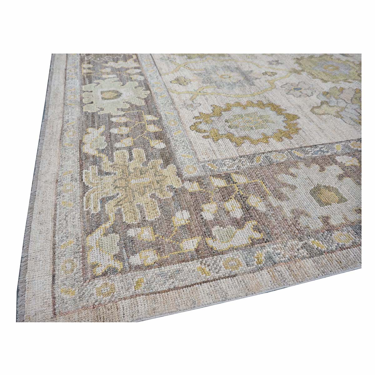 21st Century Turkish Oushak Wool 11X14 Ash Brown, Buff & Khaki Handmade Area Rug #1144080