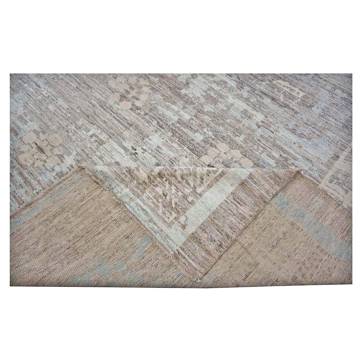 21st Century Turkish Oushak Wool 12x14 Grey & Light Blue Handmade Area Rug #1144086