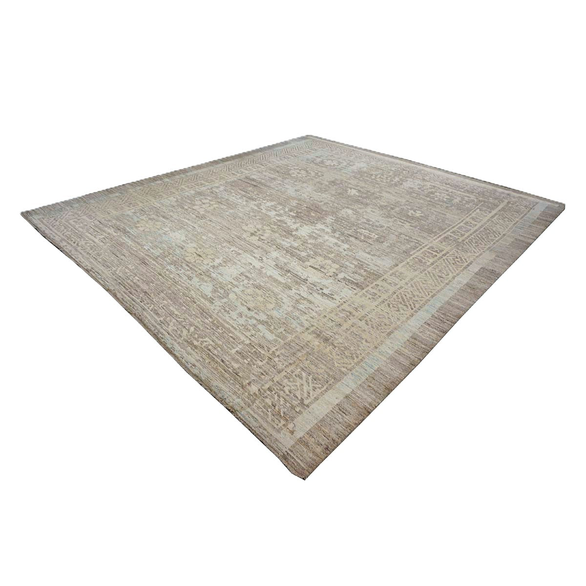 21st Century Turkish Oushak Wool 12x14 Grey & Light Blue Handmade Area Rug #1144086