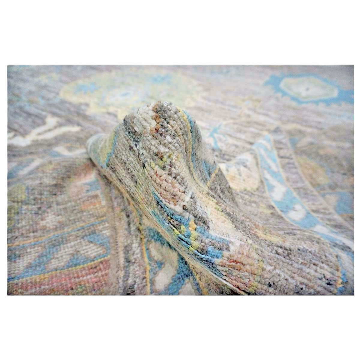 21st Century Turkish Oushak Wool 10X14 Slate Blue & Dark Oak Handmade Area Rug #1144093