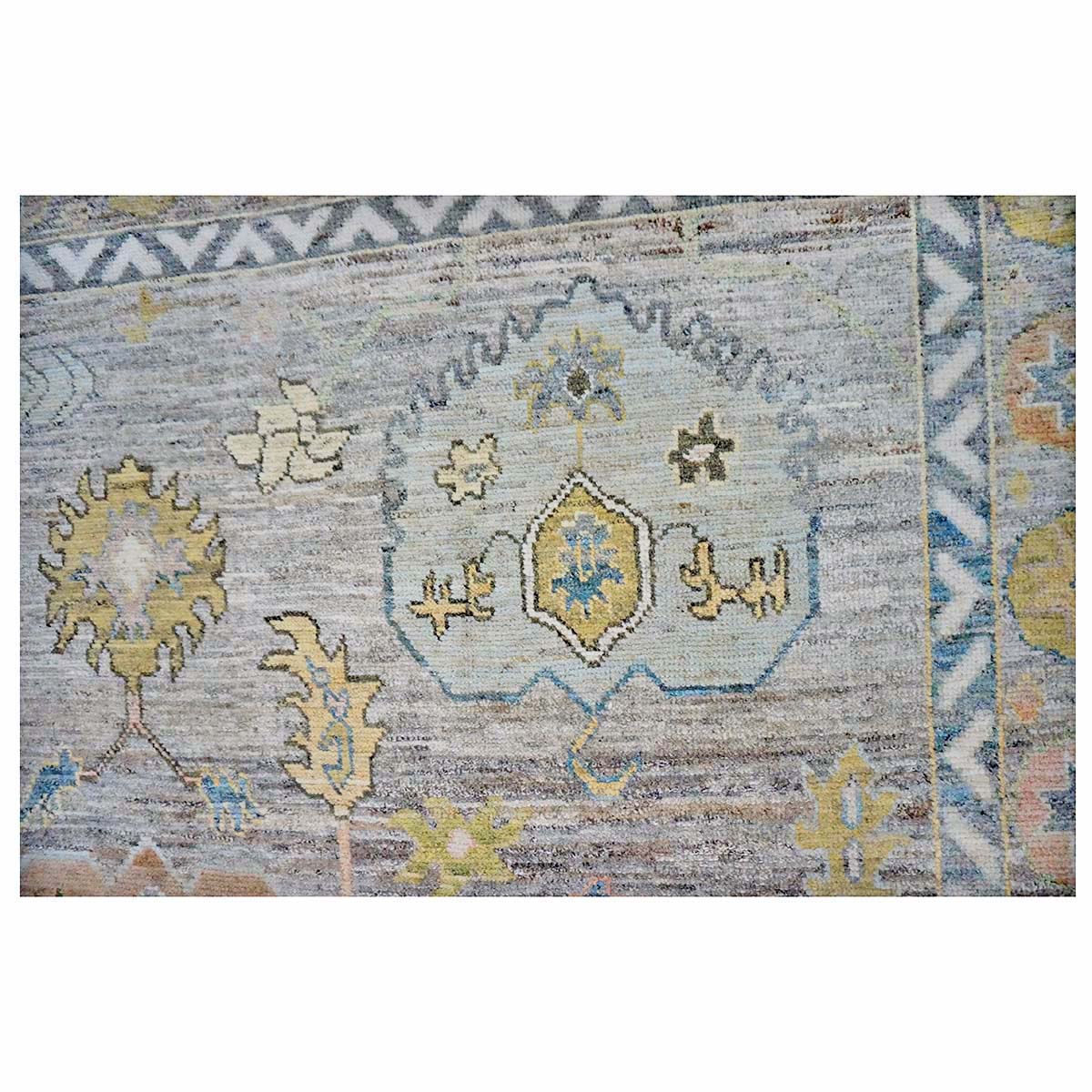 21st Century Turkish Oushak Wool 10X14 Slate Blue & Dark Oak Handmade Area Rug #1144093