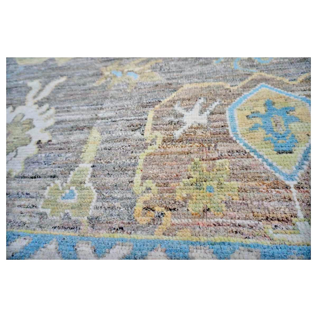 21st Century Turkish Oushak Wool 10X14 Slate Blue & Dark Oak Handmade Area Rug #1144093