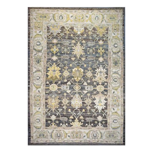 21st Century Turkish Oushak Wool 9X14 Gold, Ivory & Gray Handmade Area Rug #1144102