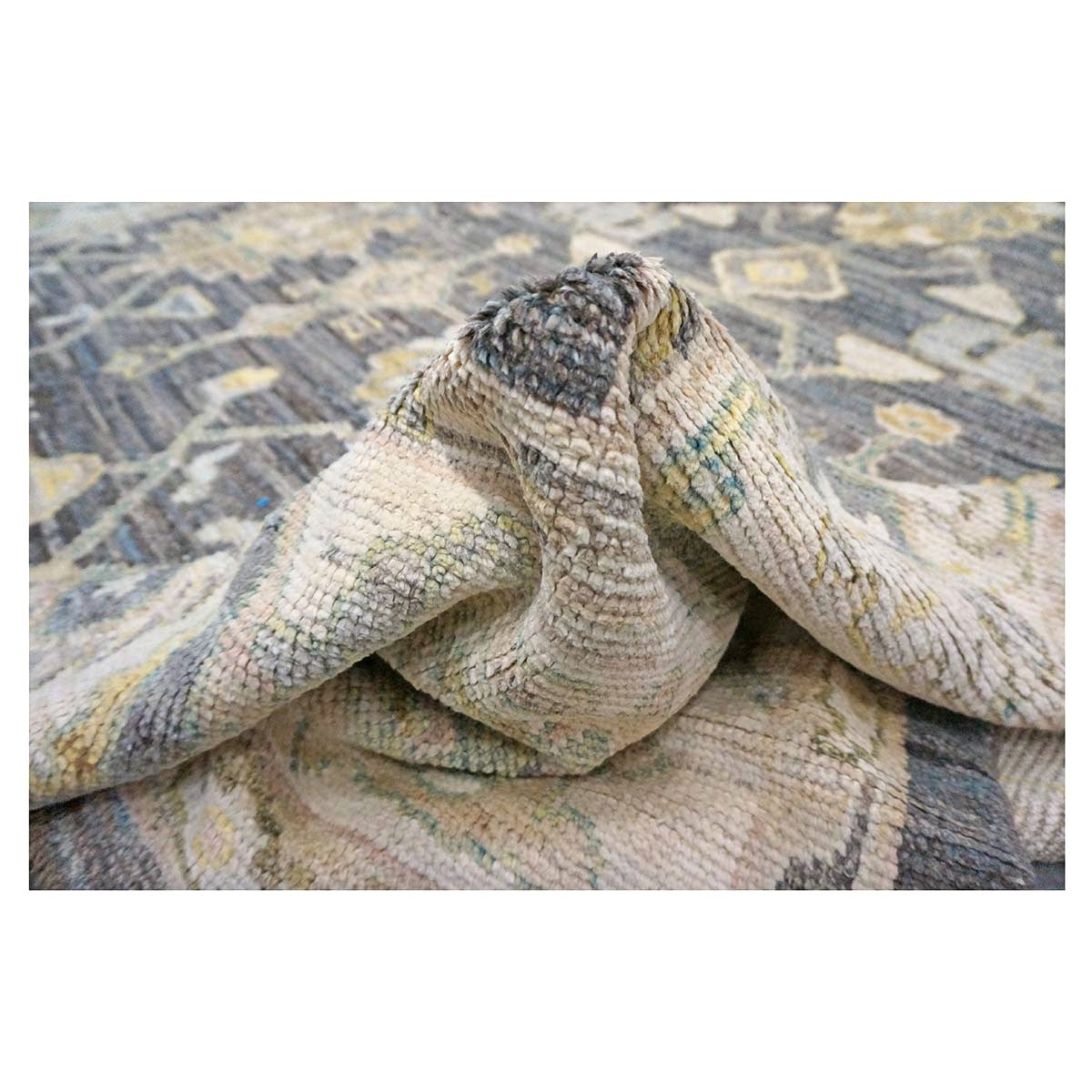 21st Century Turkish Oushak Wool 9X14 Gold, Ivory & Gray Handmade Area Rug #1144102