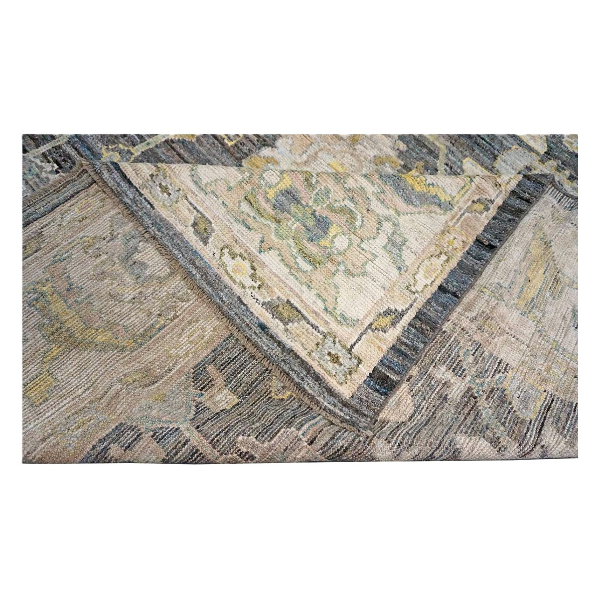 21st Century Turkish Oushak Wool 9X14 Gold, Ivory & Gray Handmade Area Rug #1144102