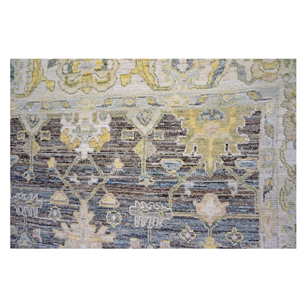 21st Century Turkish Oushak Wool 9X14 Gold, Ivory & Gray Handmade Area Rug #1144102