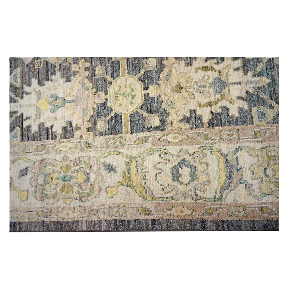 21st Century Turkish Oushak Wool 9X14 Gold, Ivory & Gray Handmade Area Rug #1144102
