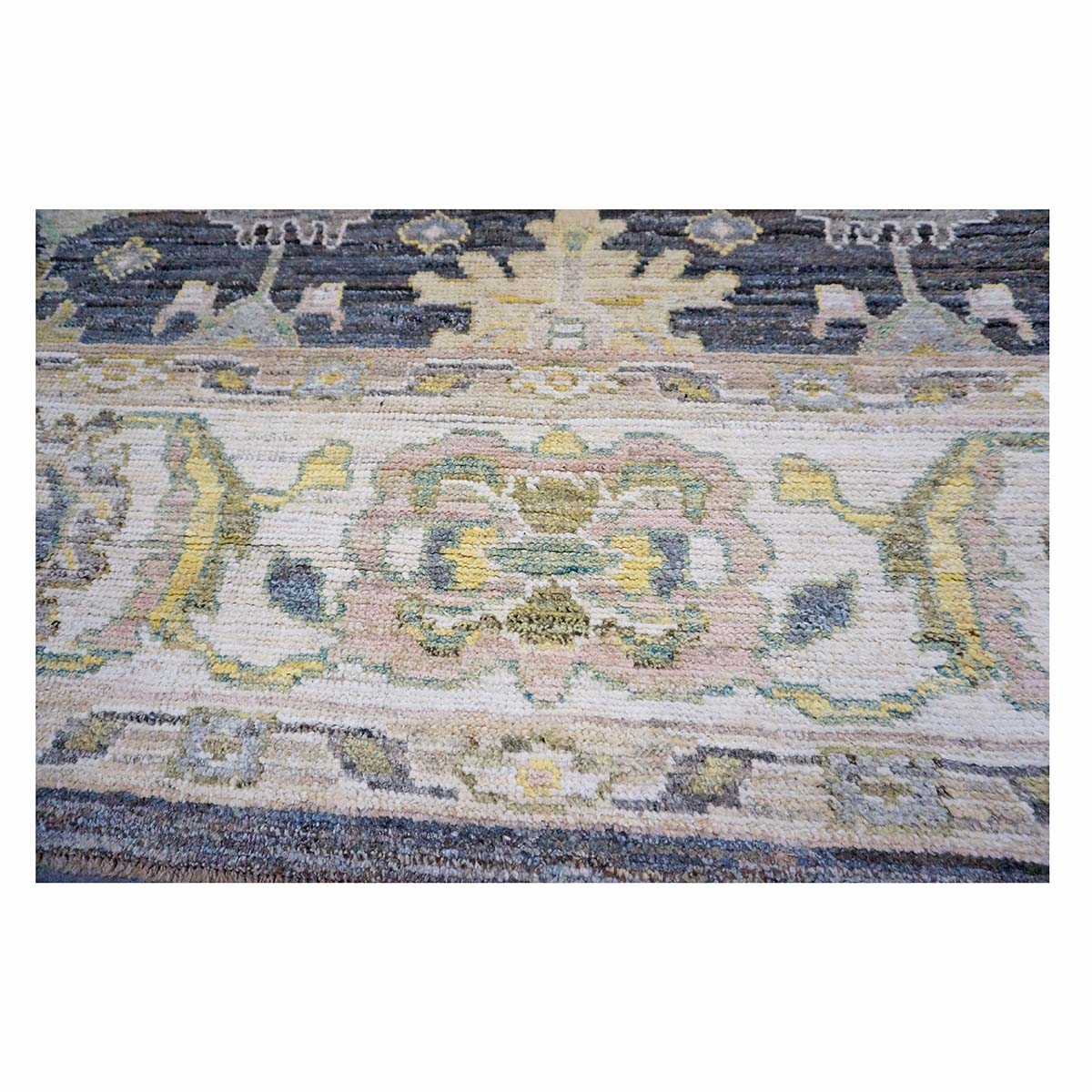 21st Century Turkish Oushak Wool 9X14 Gold, Ivory & Gray Handmade Area Rug #1144102