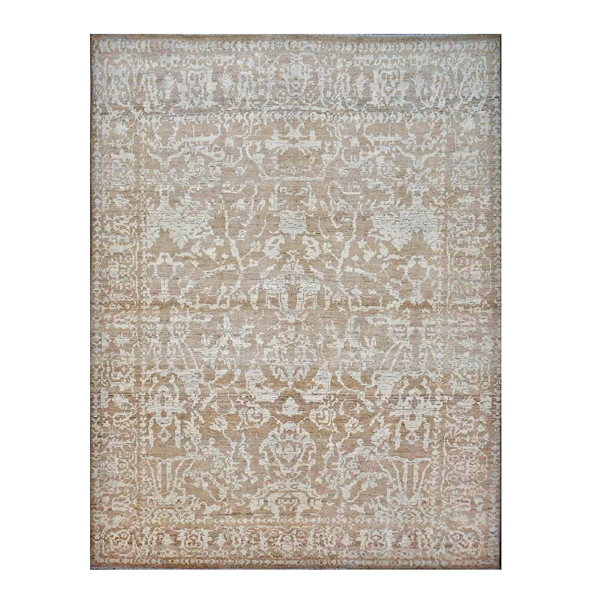 Persian Sultanabad Wool 10x13 Tan & Ivory Handmade Area Rug #1144103