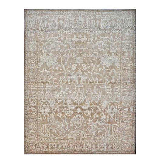 Persian Sultanabad Wool 10x13 Tan & Ivory Handmade Area Rug #1144103