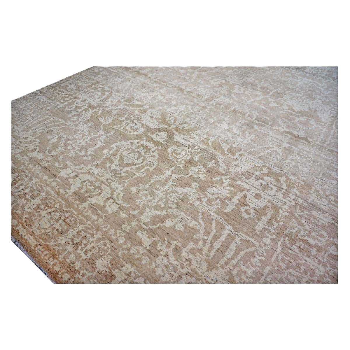 Persian Sultanabad Wool 10x13 Tan & Ivory Handmade Area Rug #1144103