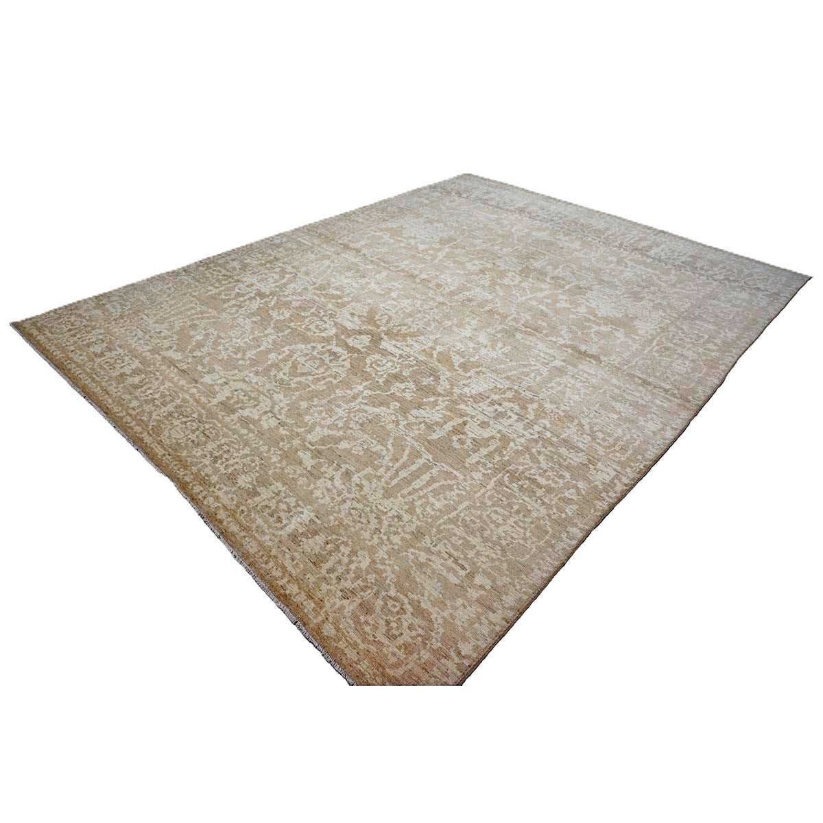 Persian Sultanabad Wool 10x13 Tan & Ivory Handmade Area Rug #1144103