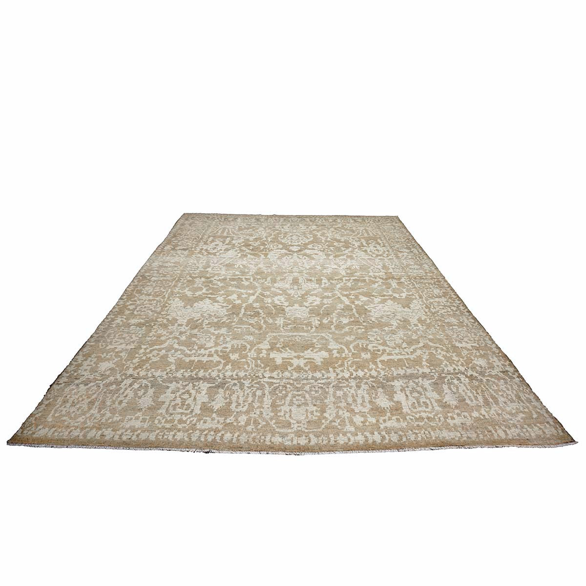 Persian Sultanabad Wool 10x13 Tan & Ivory Handmade Area Rug #1144103
