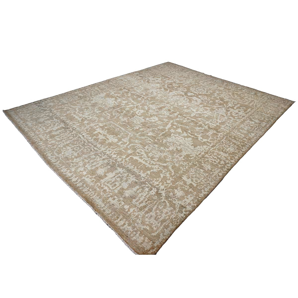 Persian Sultanabad Wool 10x13 Tan & Ivory Handmade Area Rug #1144103