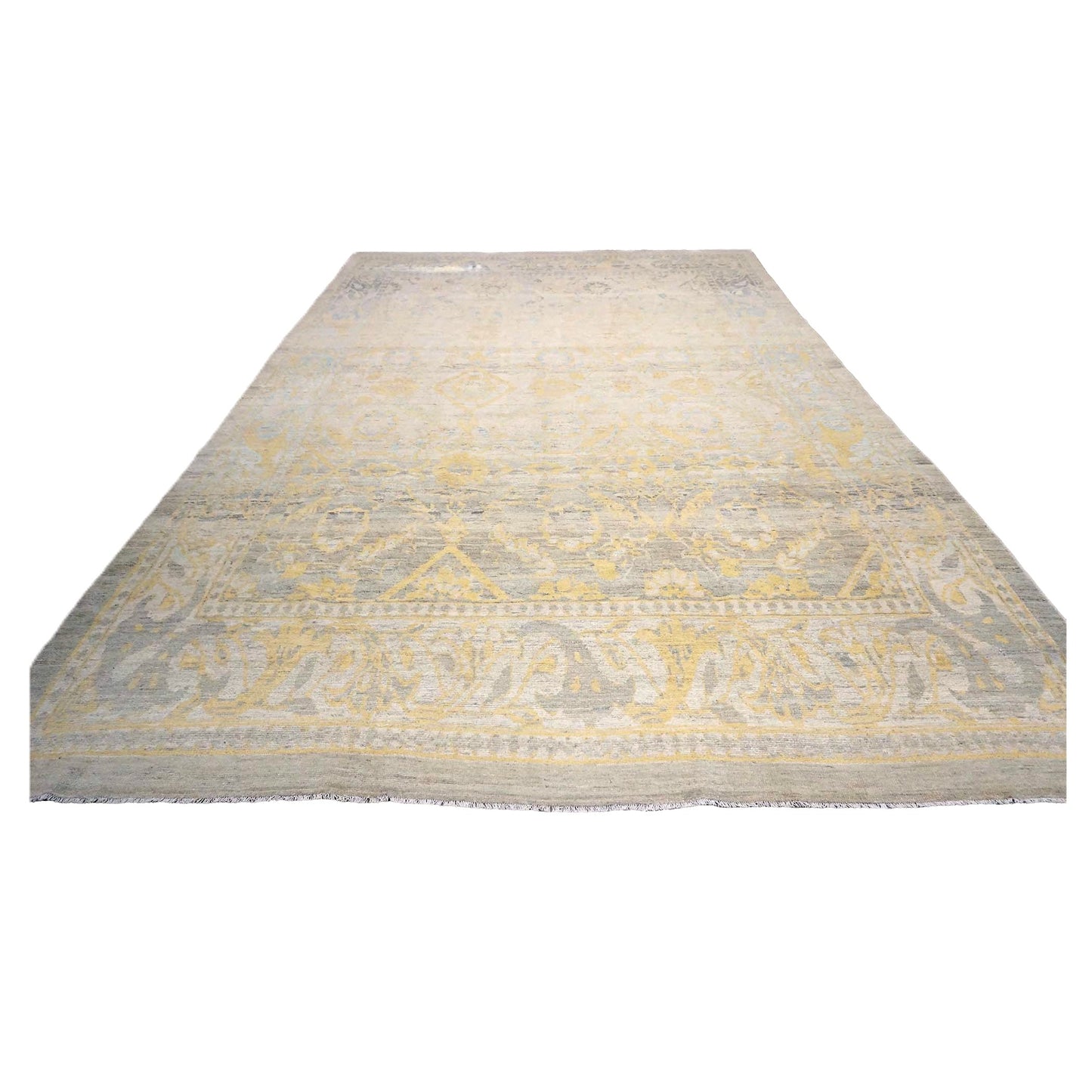 Persian Sultanabad Wool 9x14 Ivory, Yellow & Light Blue Handmade Area Rug #1144121
