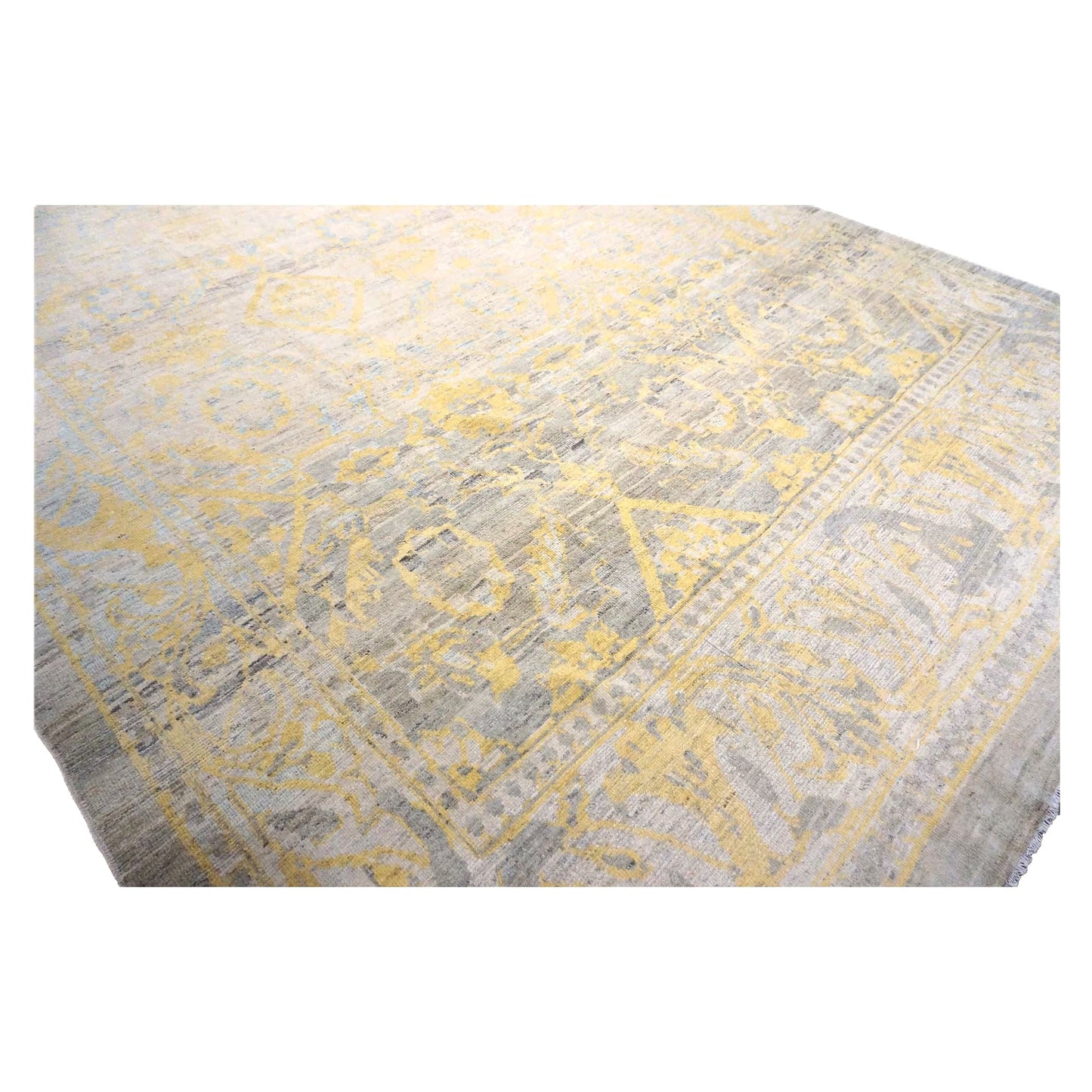 Persian Sultanabad Wool 9x14 Ivory, Yellow & Light Blue Handmade Area Rug #1144121