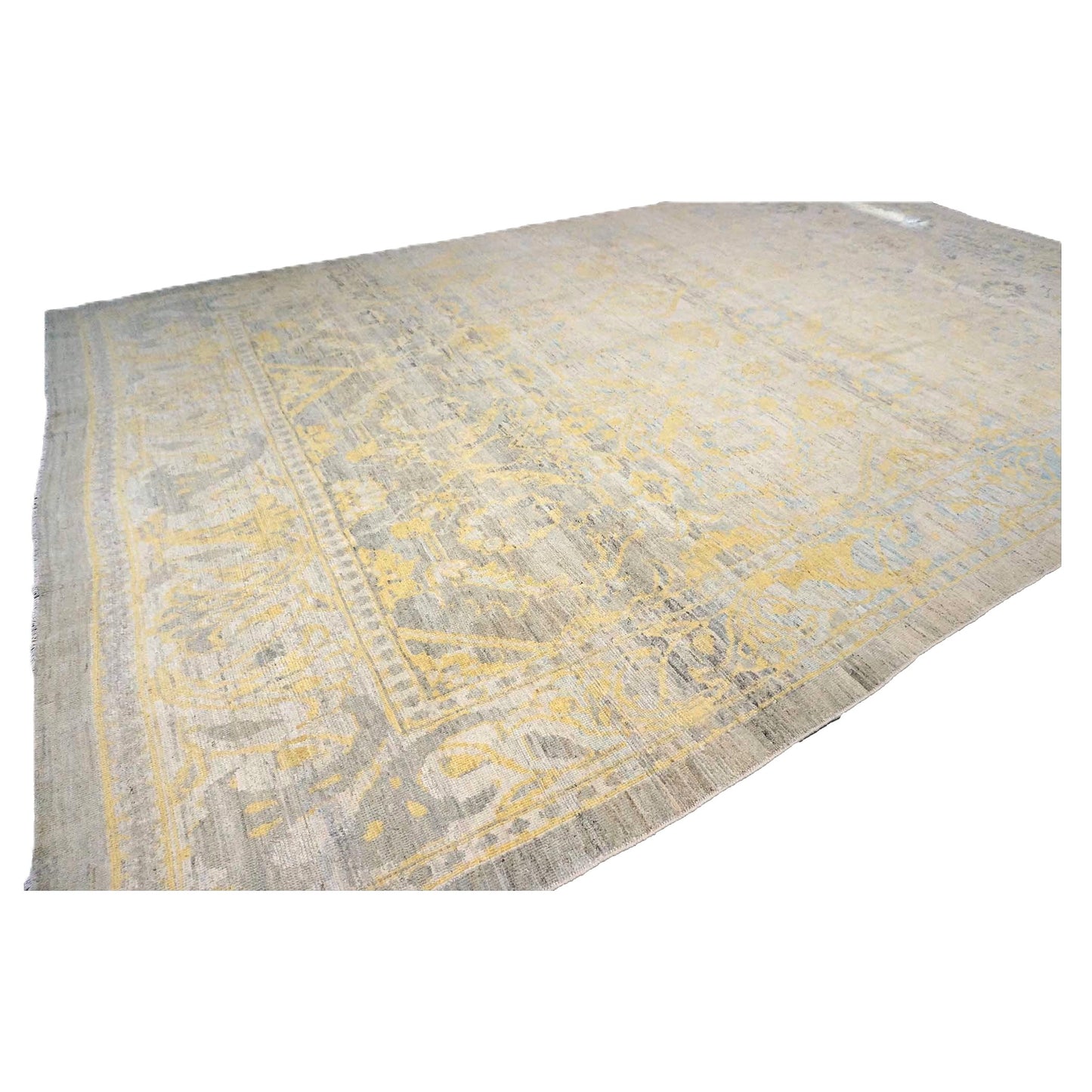 Persian Sultanabad Wool 9x14 Ivory, Yellow & Light Blue Handmade Area Rug #1144121