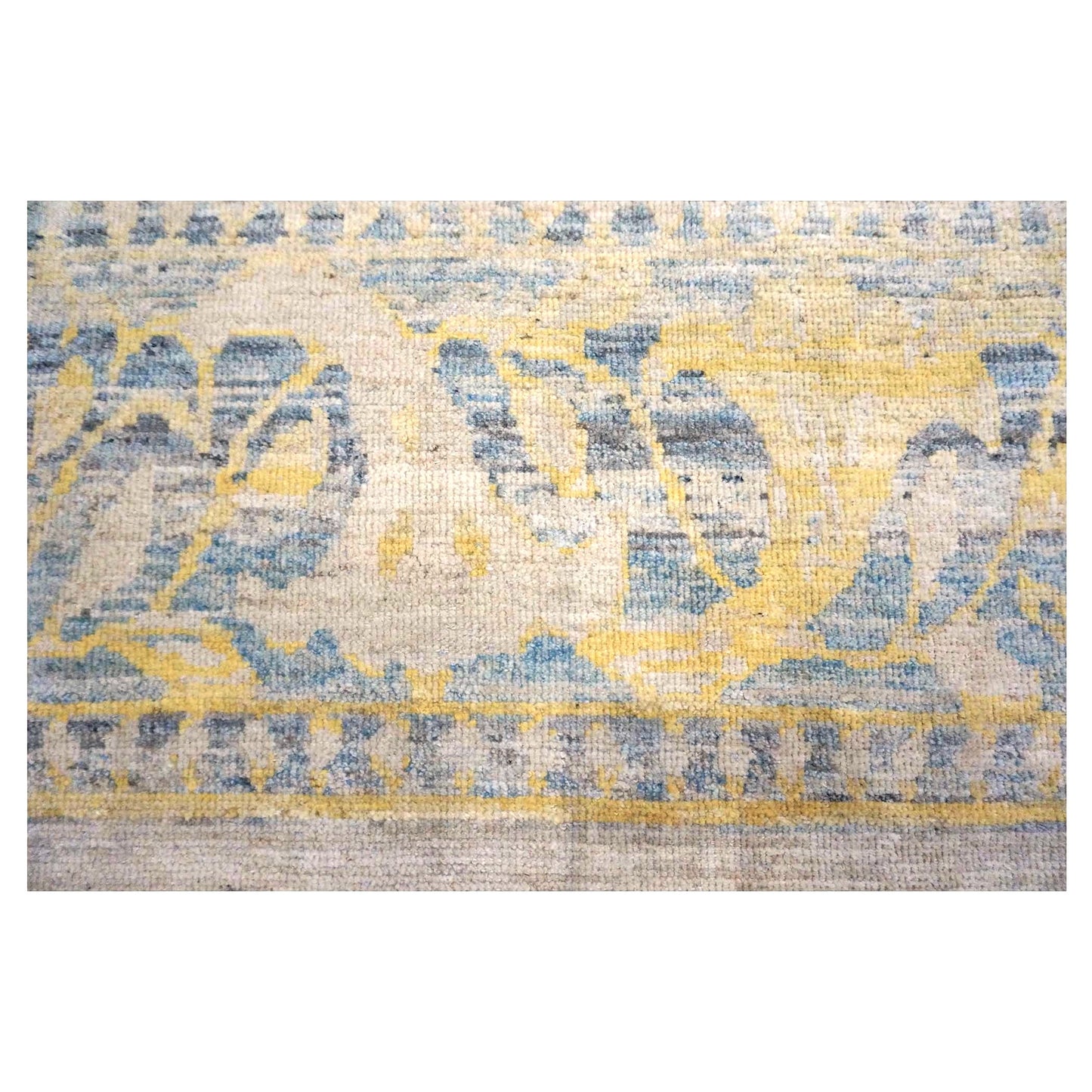 Persian Sultanabad Wool 9x14 Ivory, Yellow & Light Blue Handmade Area Rug #1144121