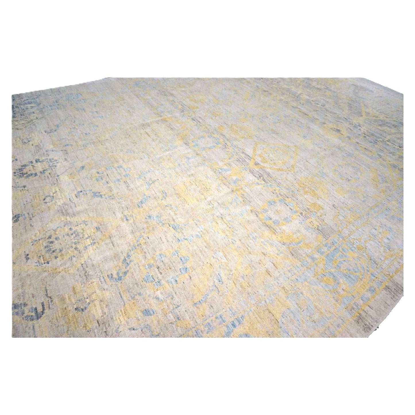 Persian Sultanabad Wool 9x14 Ivory, Yellow & Light Blue Handmade Area Rug #1144121