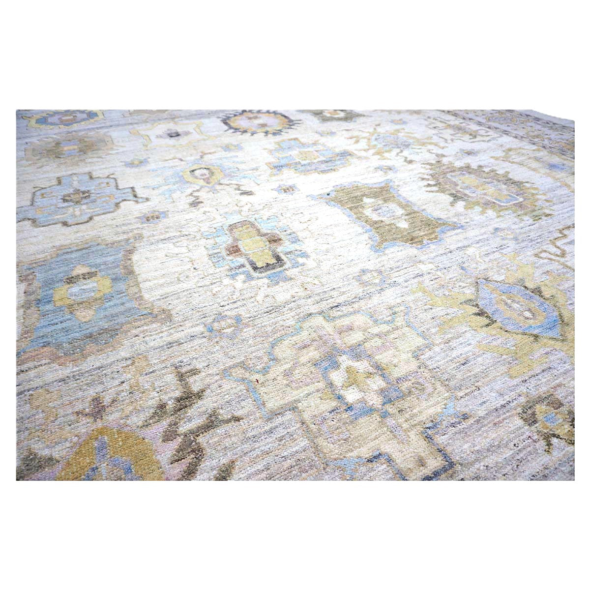 21st Century Turkish Oushak Wool 17X22 Gold, Slate Blue & Gray Handmade Oversized Area Rug #1144123