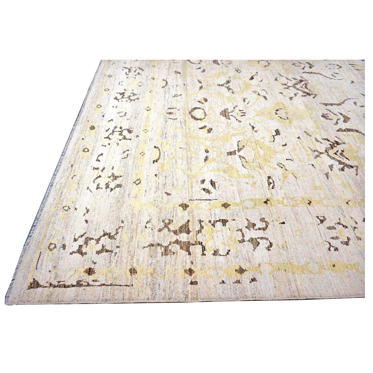 Persian Sultanabad Wool 10x14 Ivory, Yellow & Charcoal Handmade Area Rug #1144126