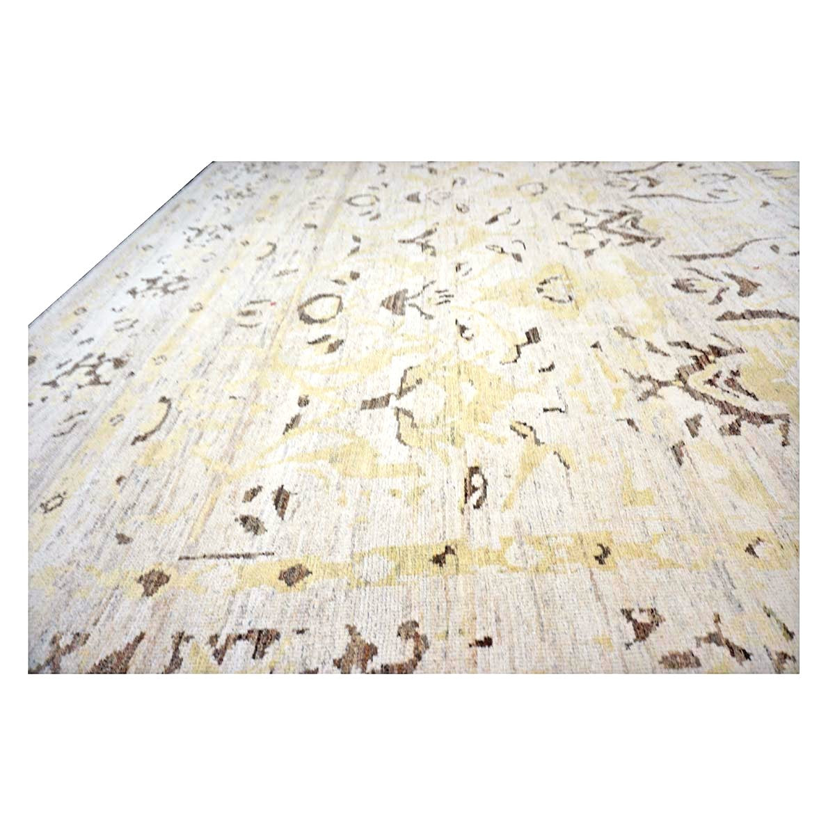 Persian Sultanabad Wool 10x14 Ivory, Yellow & Charcoal Handmade Area Rug #1144126
