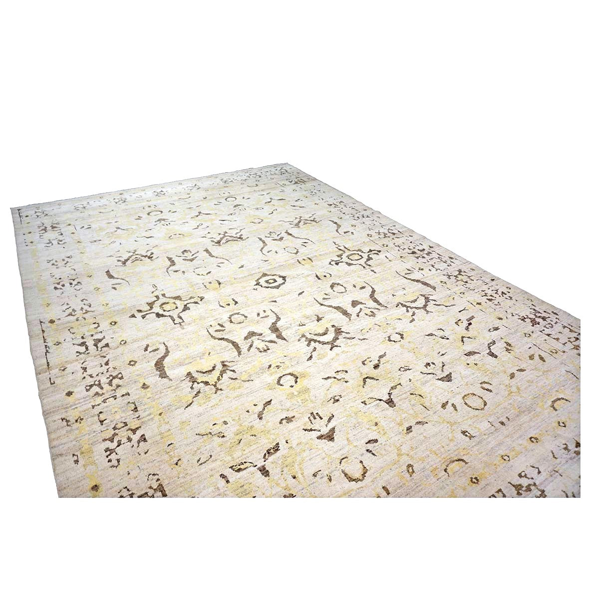 Persian Sultanabad Wool 10x14 Ivory, Yellow & Charcoal Handmade Area Rug #1144126