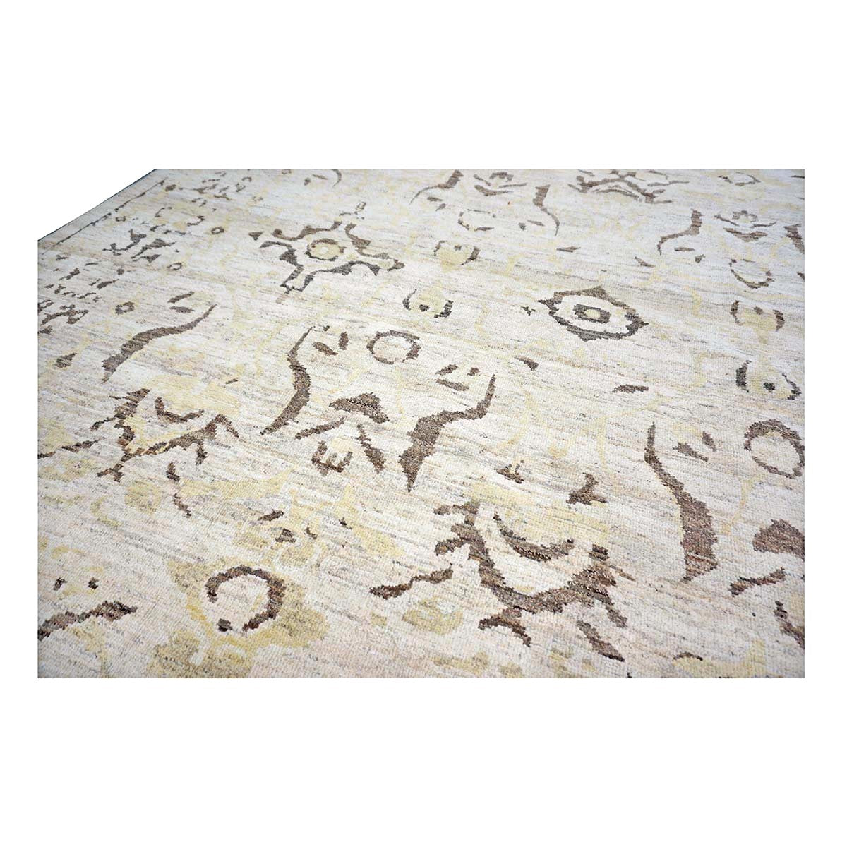 Persian Sultanabad Wool 10x14 Ivory, Yellow & Charcoal Handmade Area Rug #1144126