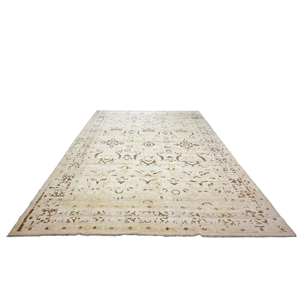 Persian Sultanabad Wool 10x14 Ivory, Yellow & Charcoal Handmade Area Rug #1144126