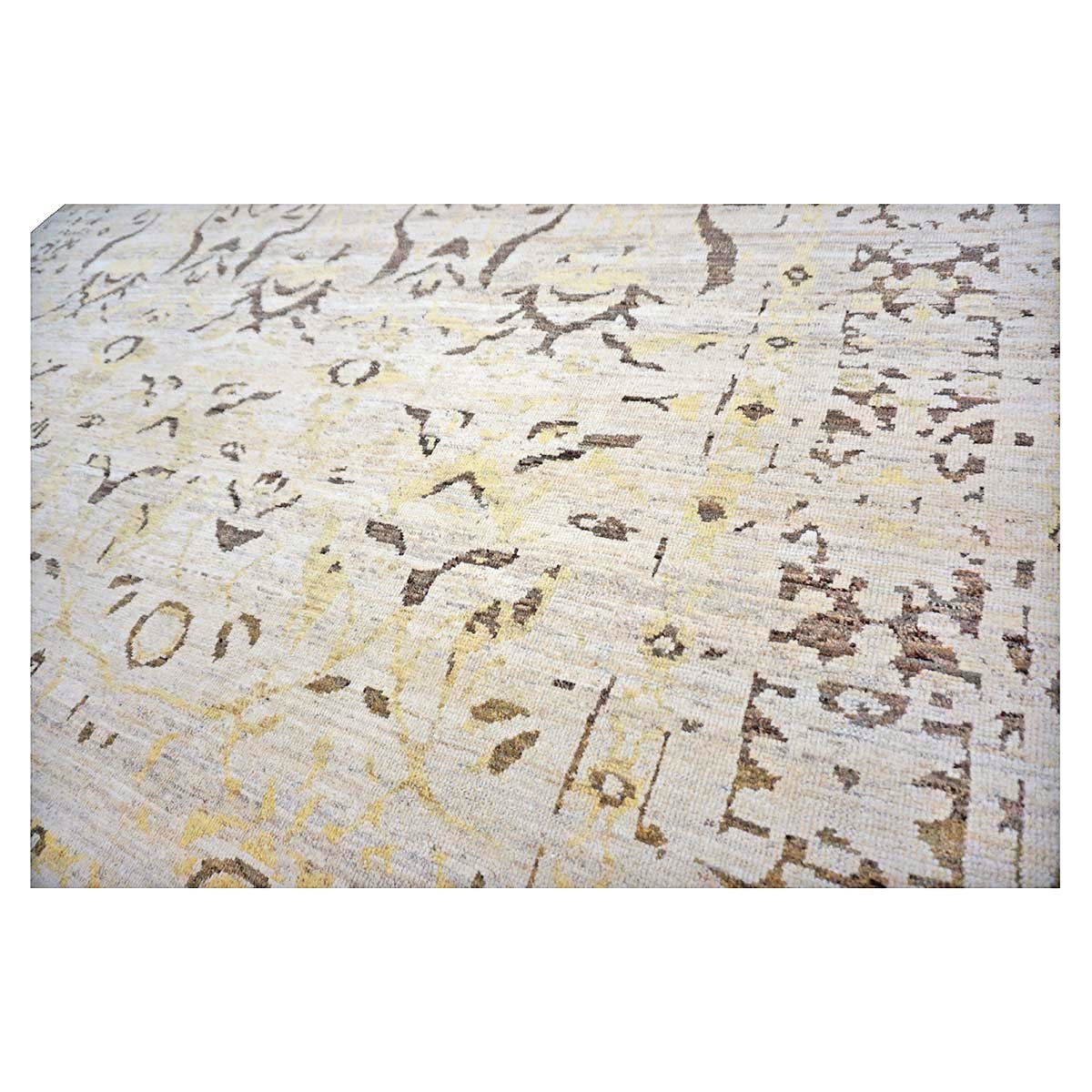 Persian Sultanabad Wool 10x14 Ivory, Yellow & Charcoal Handmade Area Rug #1144126