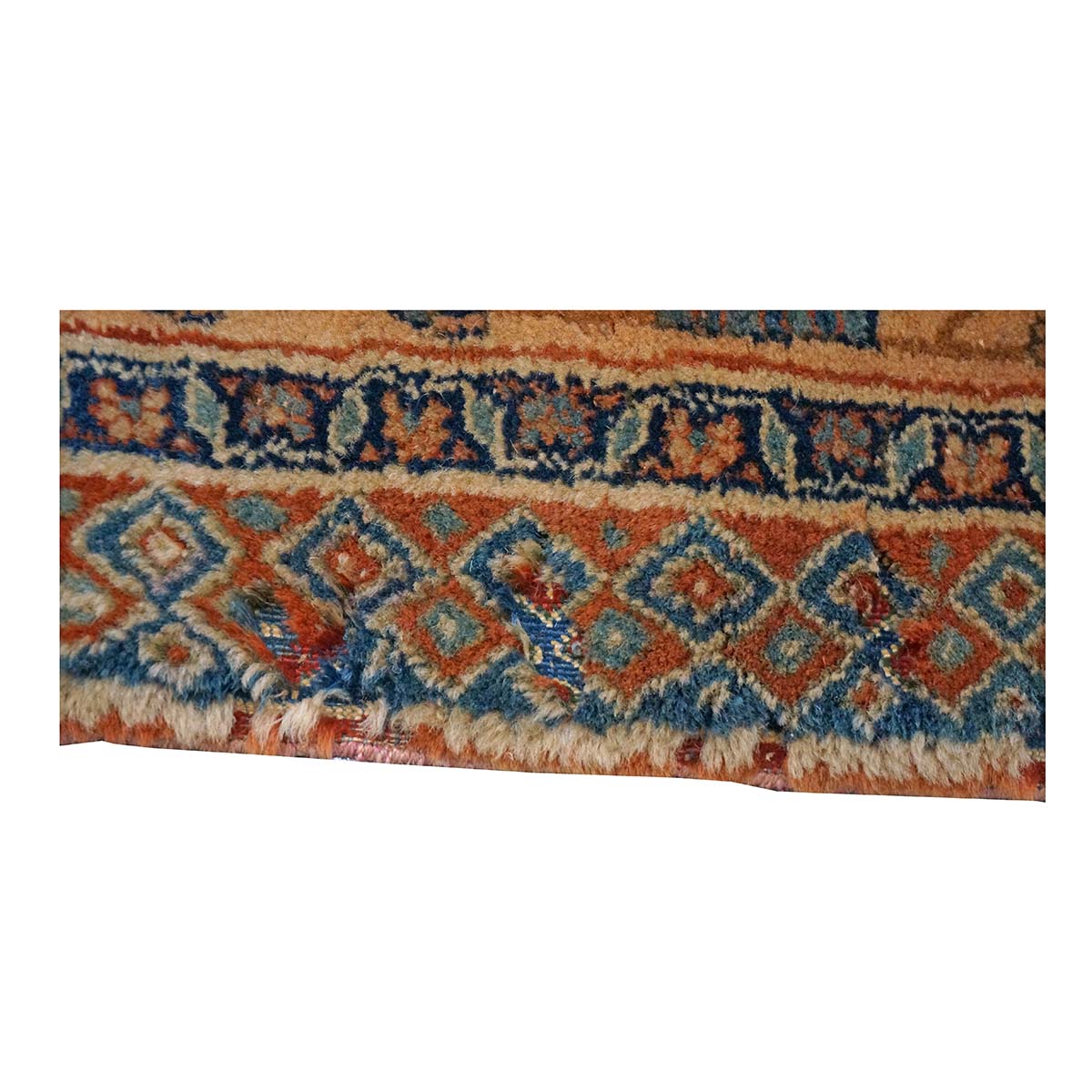Antique Persian Mohtasham Kashan Wool 11x17 Camel, Tan & Navy Handmade Area Rug #1144157